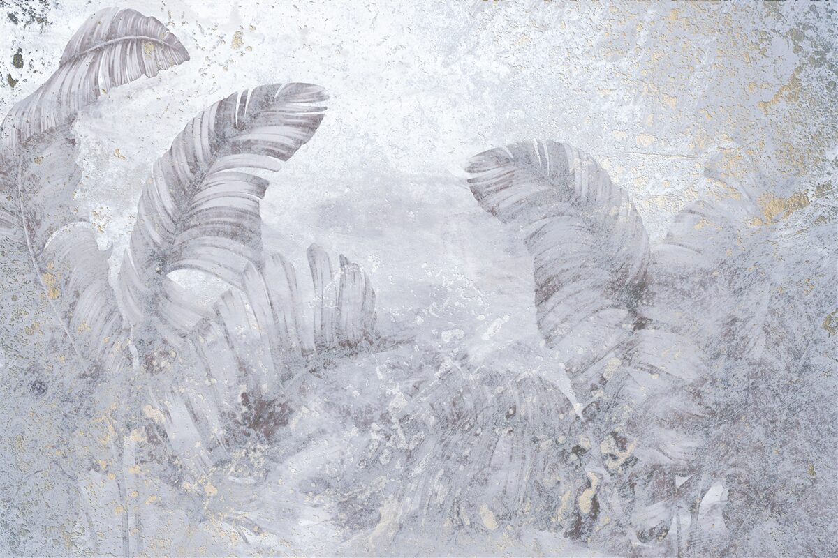 Fototapet frunze tropicale în ploaia torențială