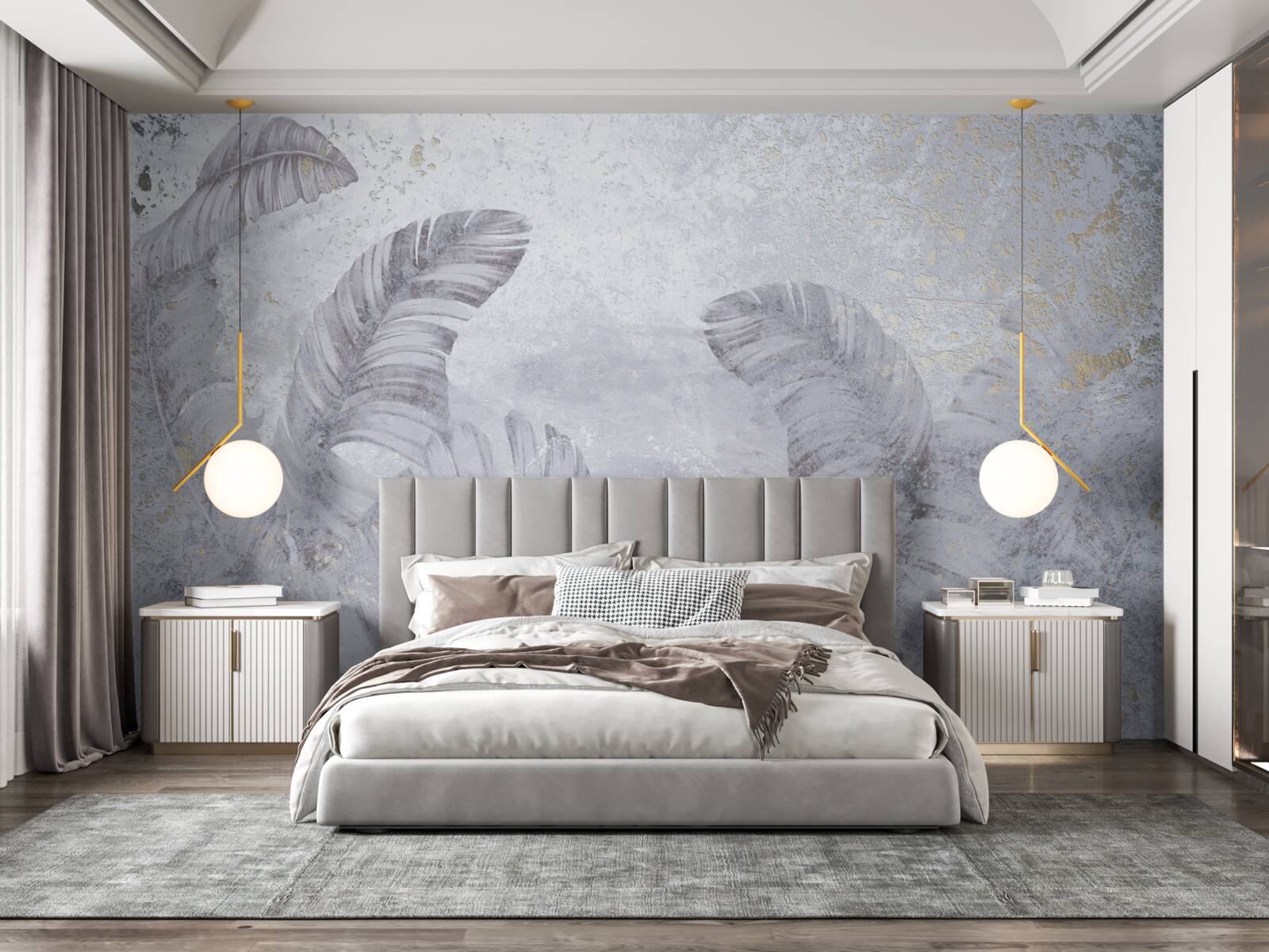 Fototapet frunze tropicale în ploaia torențială