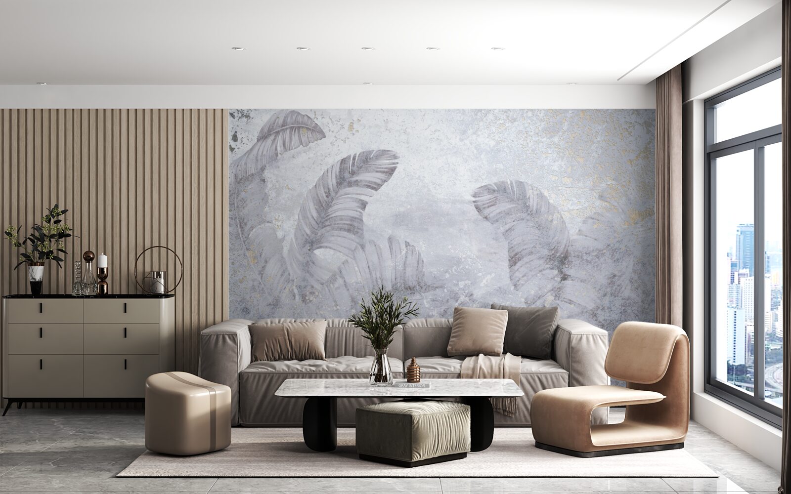 Fototapet frunze tropicale în ploaia torențială