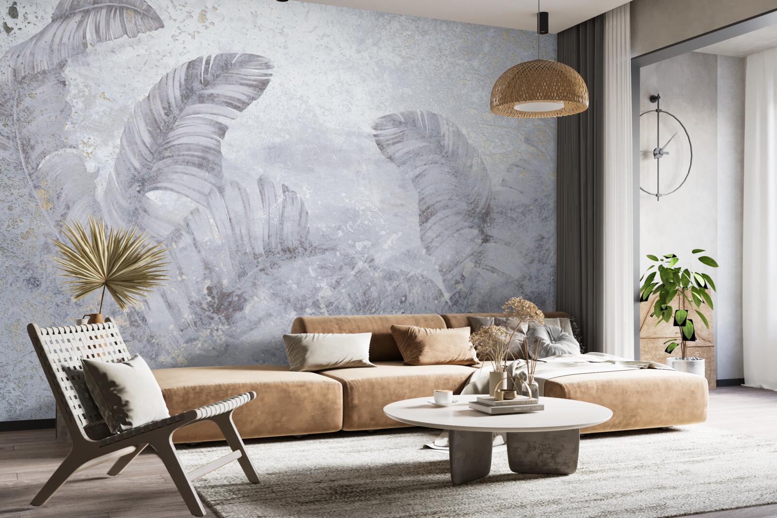 Fototapet frunze tropicale în ploaia torențială