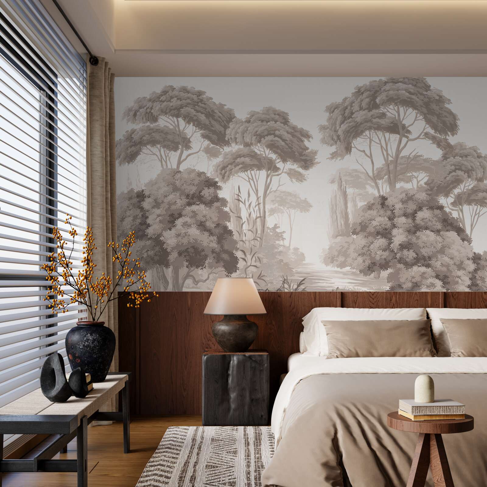 Fototapet vârfuri luxuriante de copaci în pădure