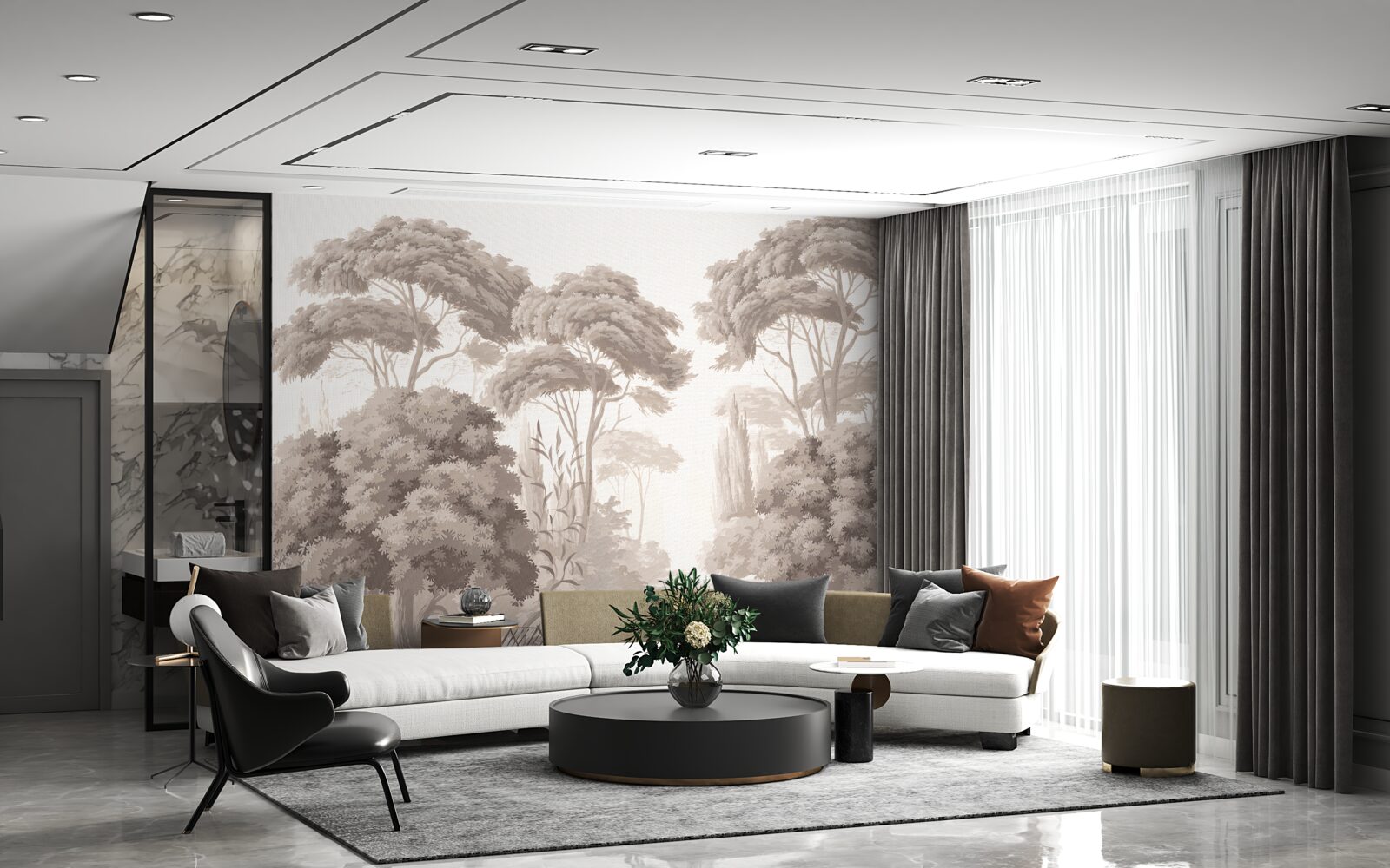 Fototapet vârfuri luxuriante de copaci în pădure