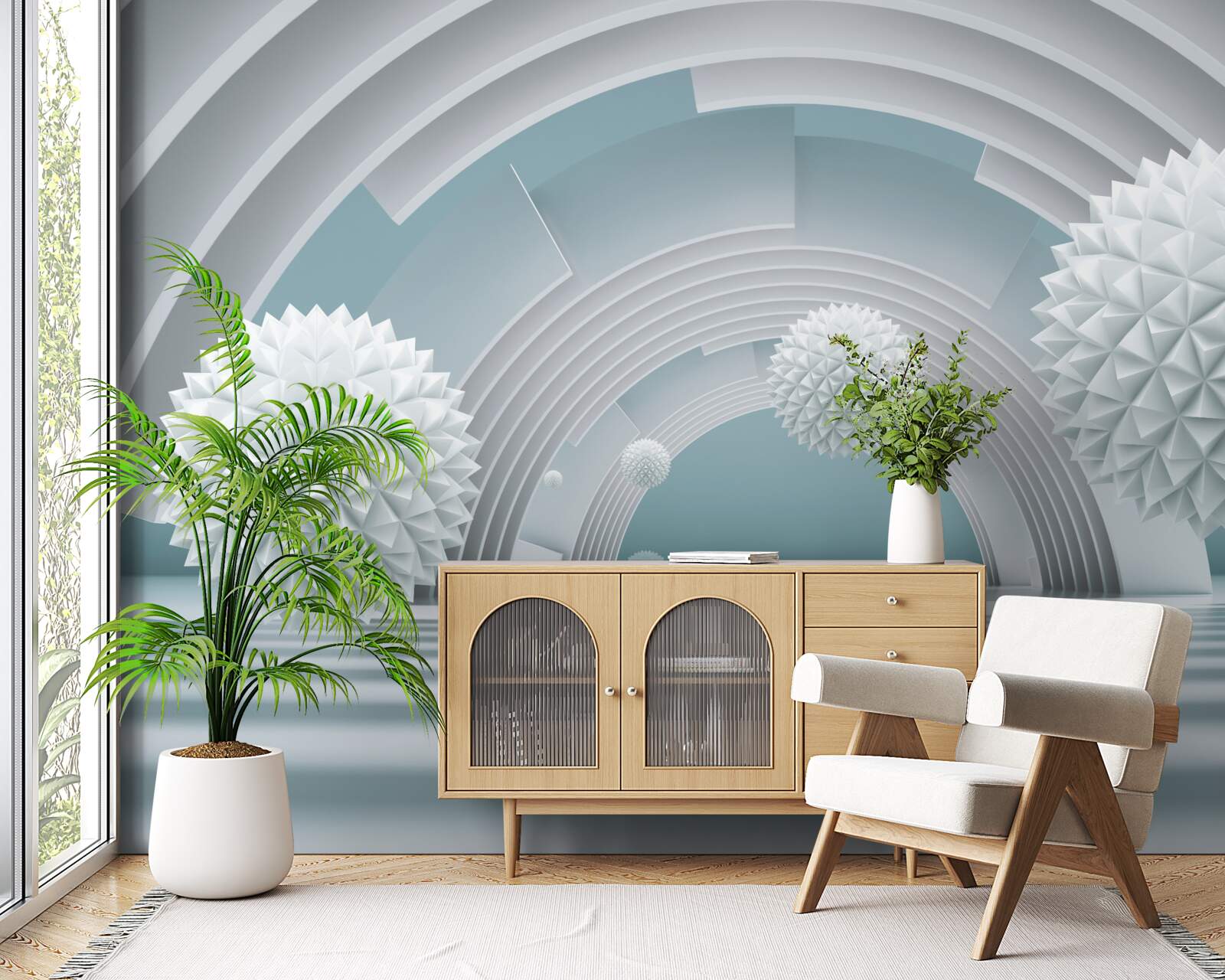 Fototapet bile ascuțite plutitoare și un tunel circular