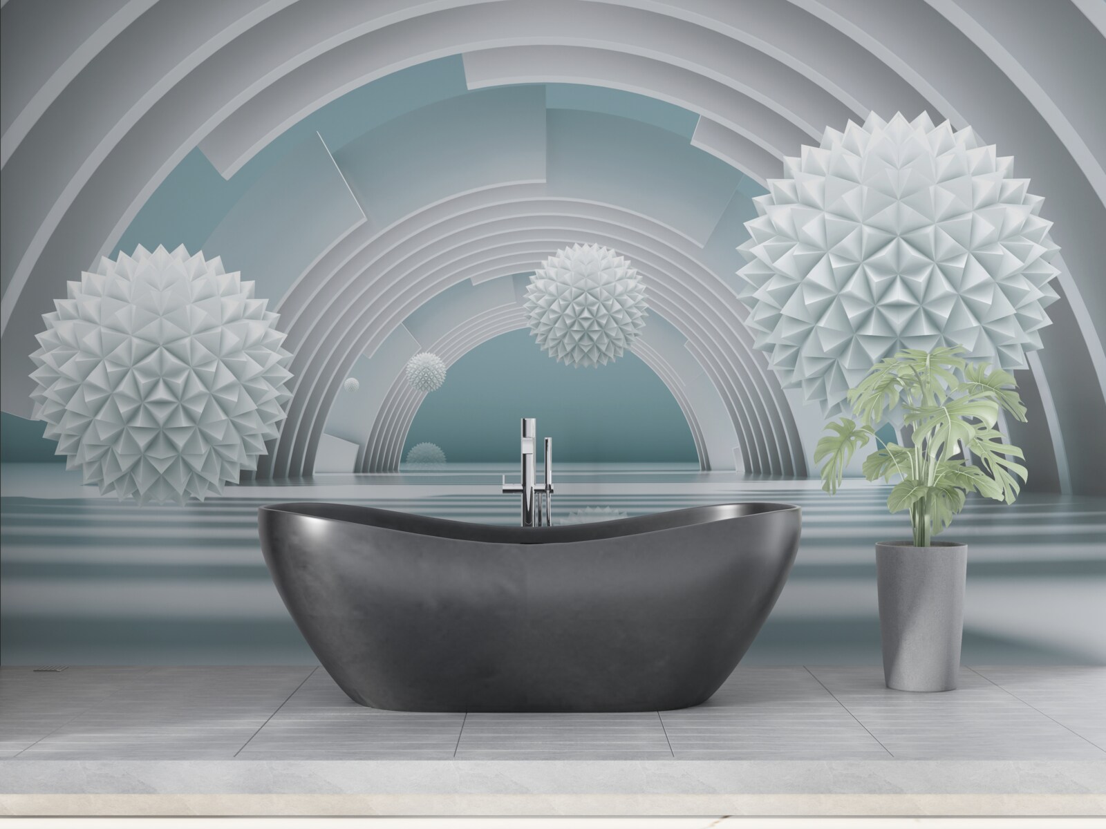 Fototapet bile ascuțite plutitoare și un tunel circular