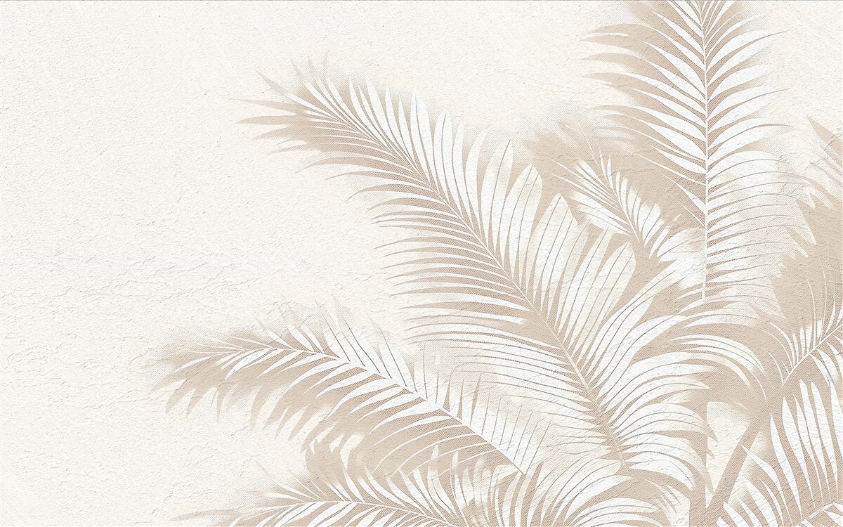 Fototapet frunzele de ferigă sunt albe ca zăpada