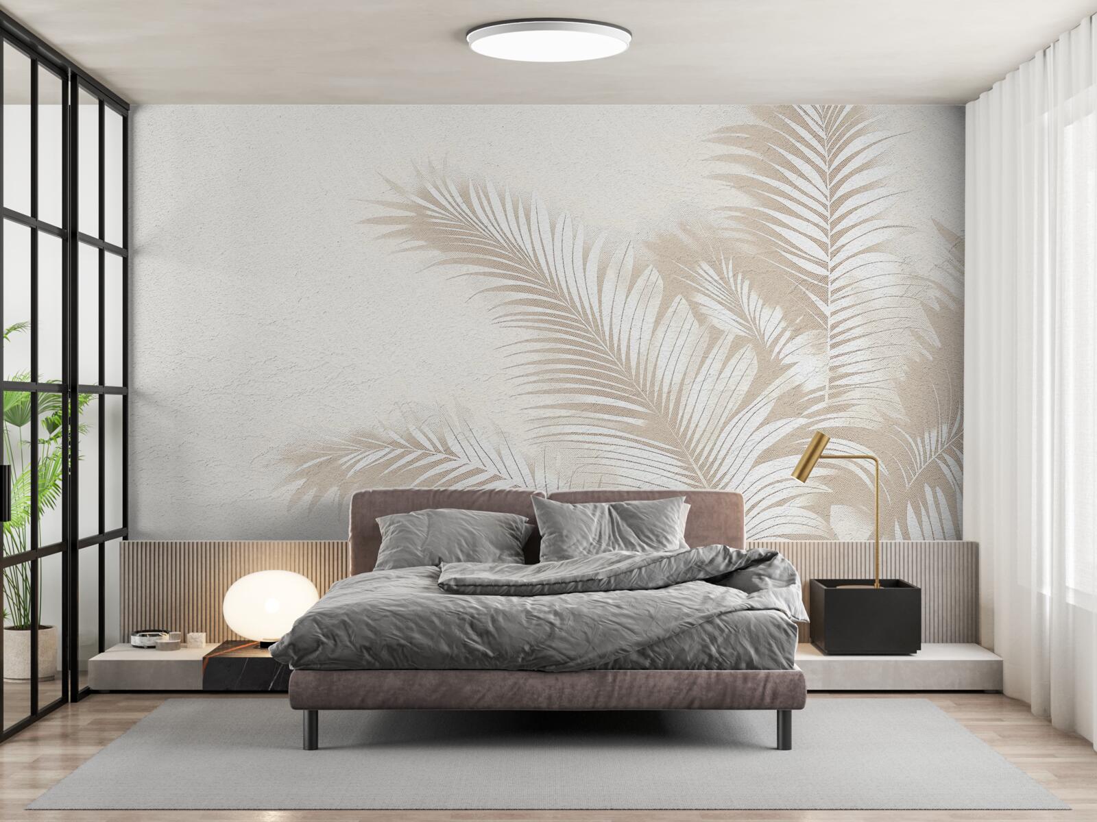 Fototapet frunzele de ferigă sunt albe ca zăpada