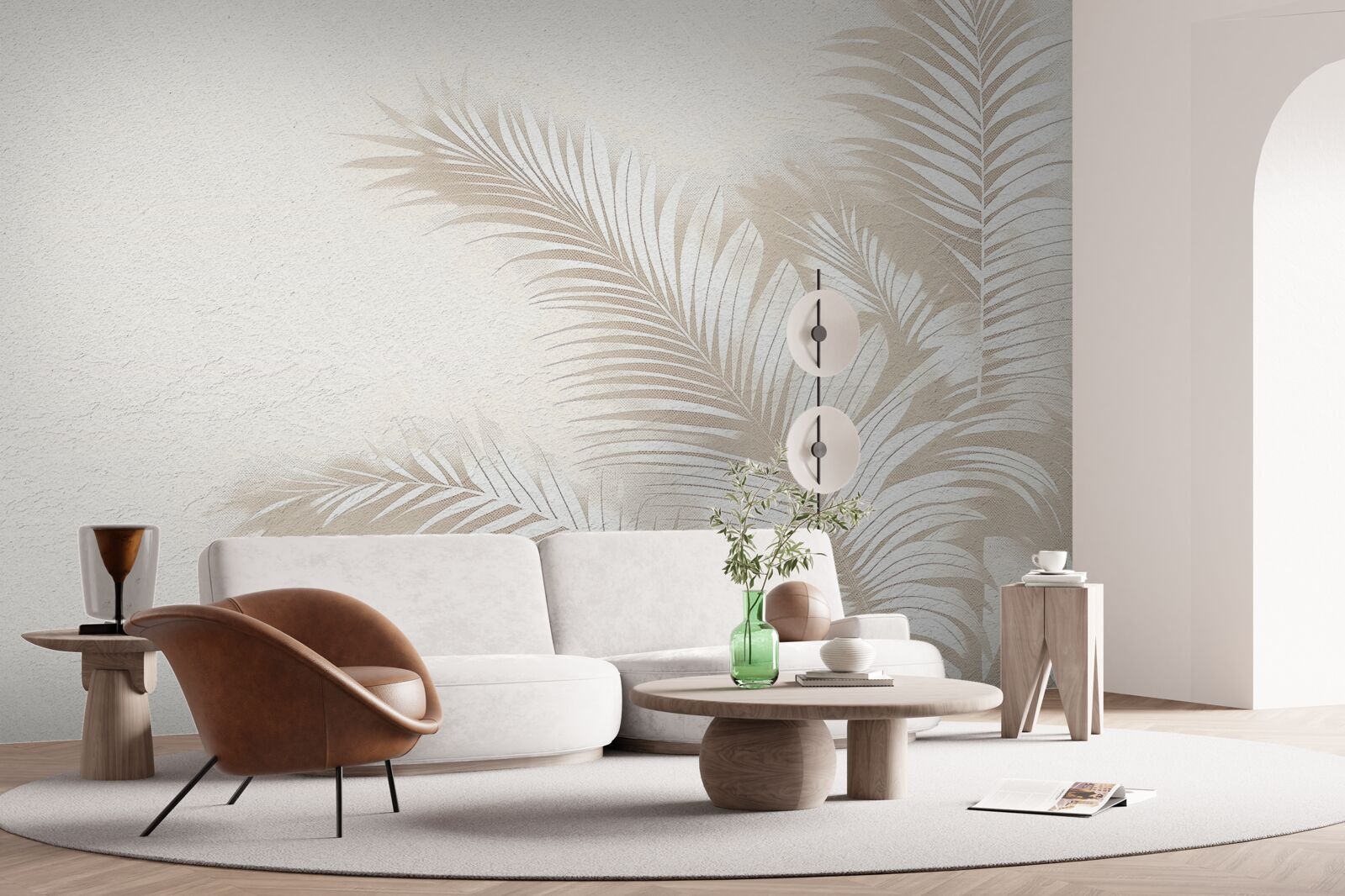 Fototapet frunzele de ferigă sunt albe ca zăpada