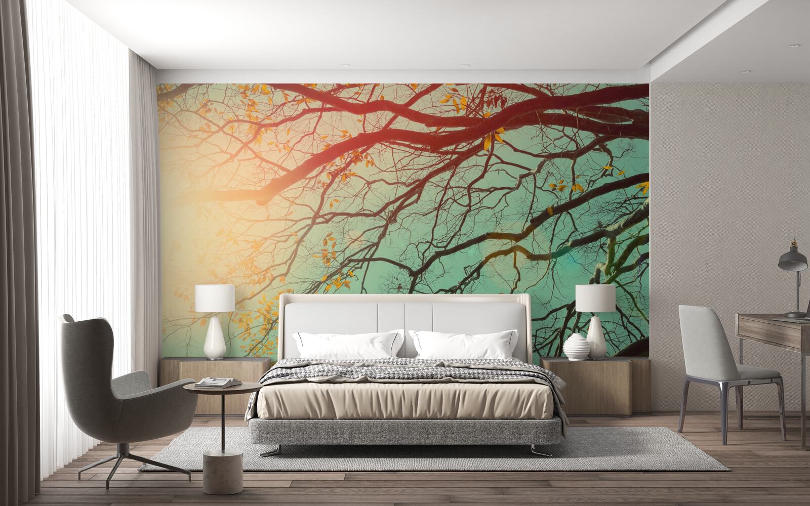 Fototapet ramurile copacilor pot fi văzute pe cer