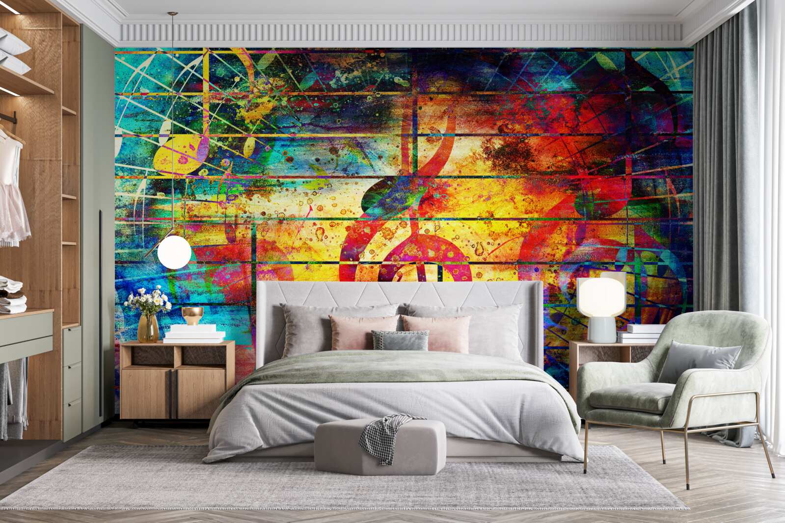 Fototapet graffiti sub forma unei clape de vioară