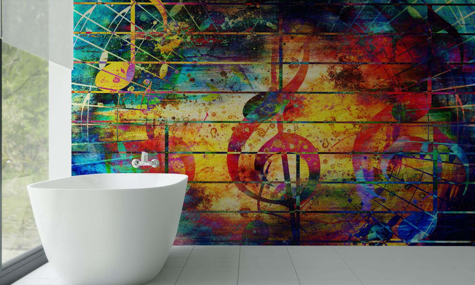 Fototapet graffiti sub forma unei clape de vioară