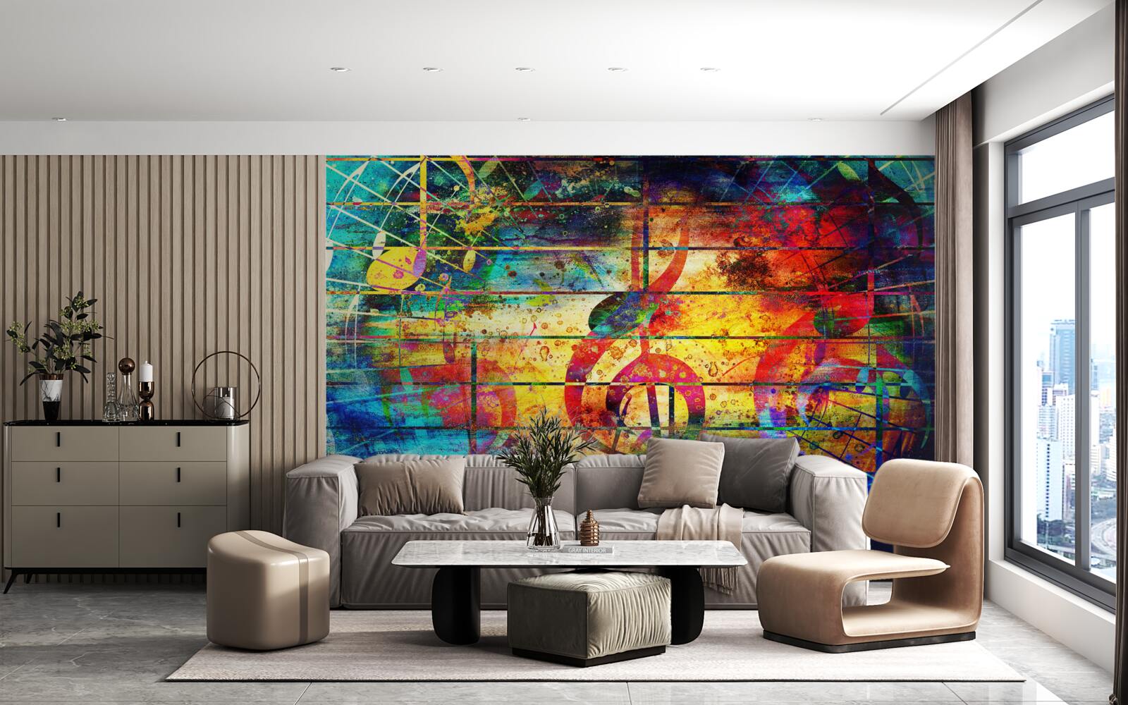 Fototapet graffiti sub forma unei clape de vioară