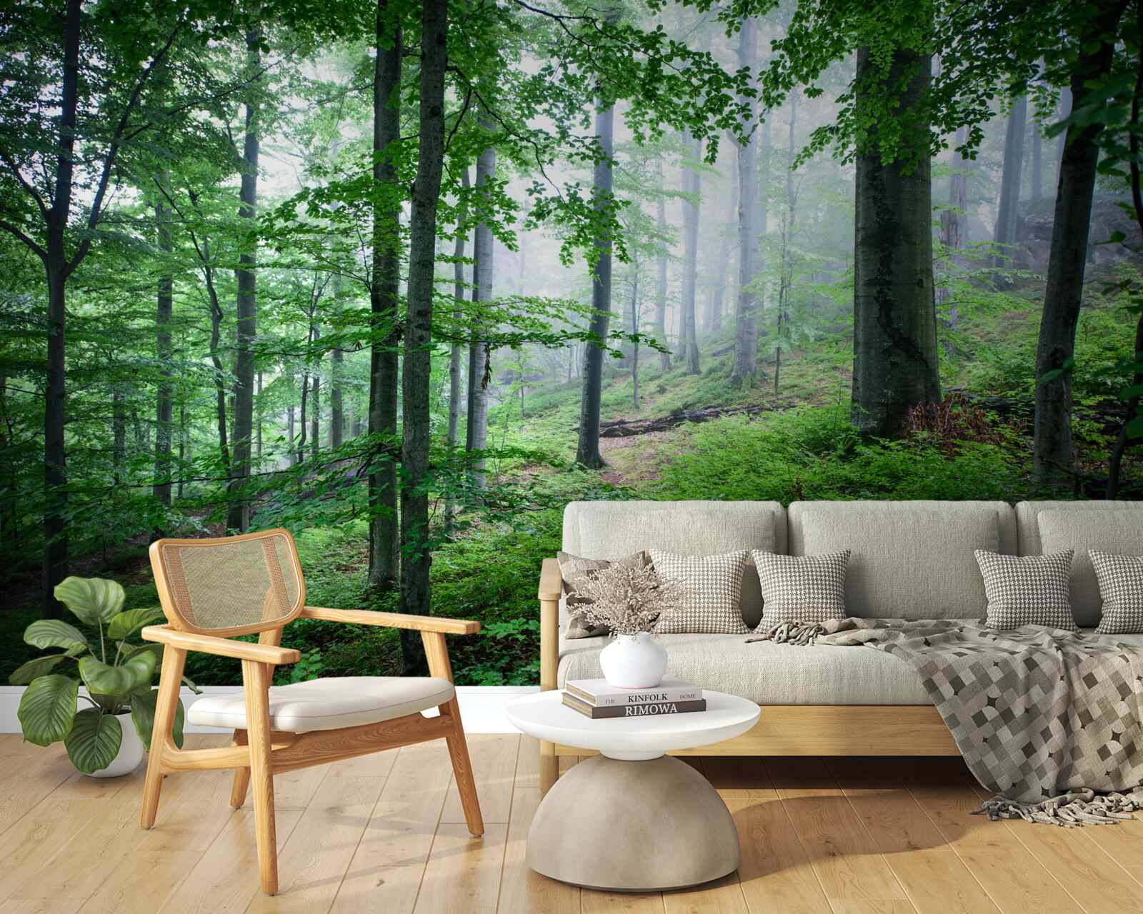 Fototapet ceața coboară pe desișul pădurii