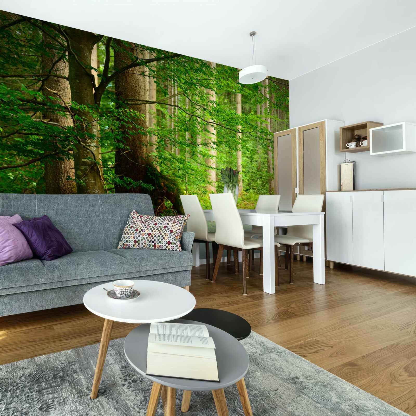 Fototapet pădure de vară verde și luxuriantă