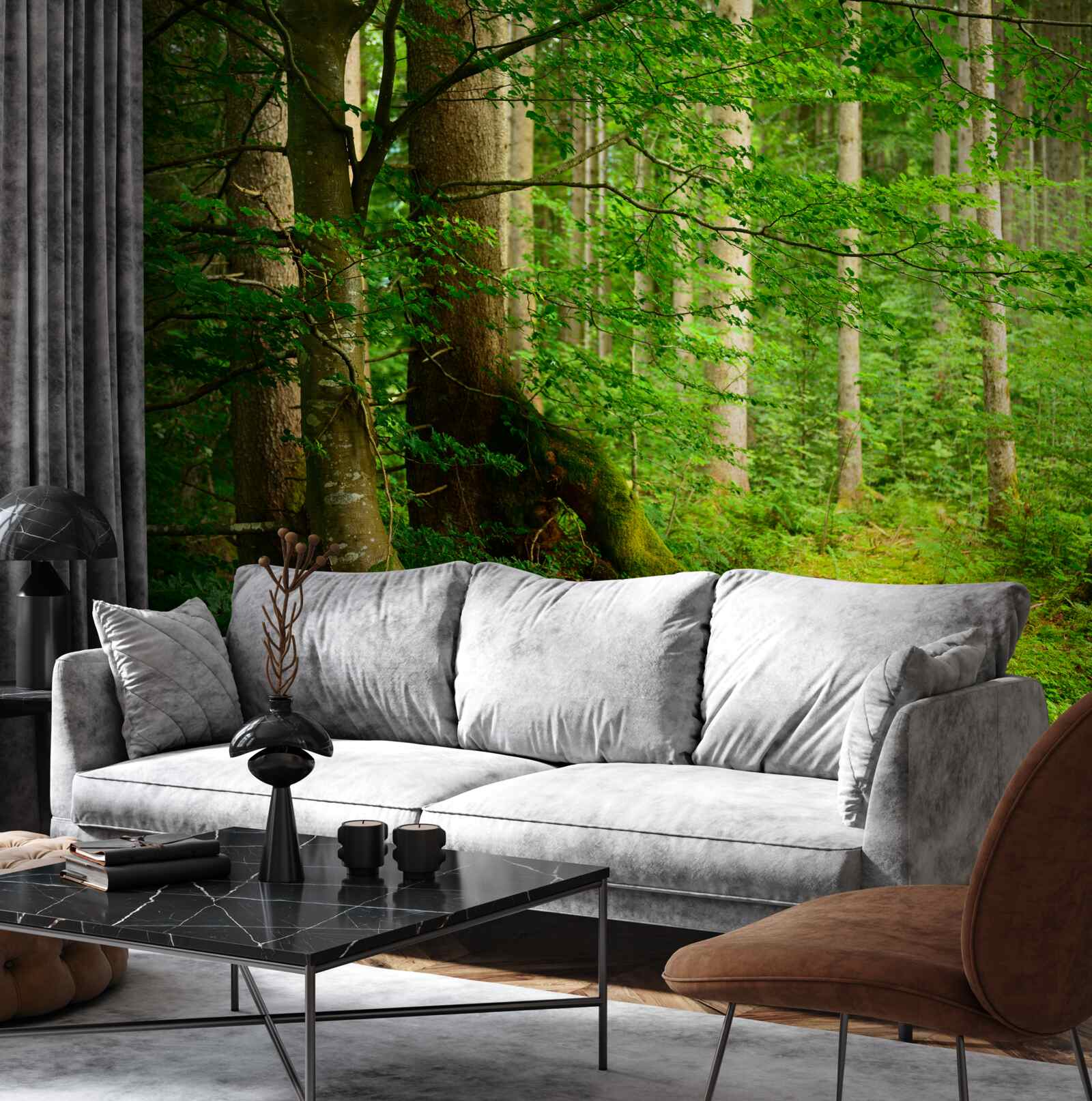 Fototapet pădure de vară verde și luxuriantă