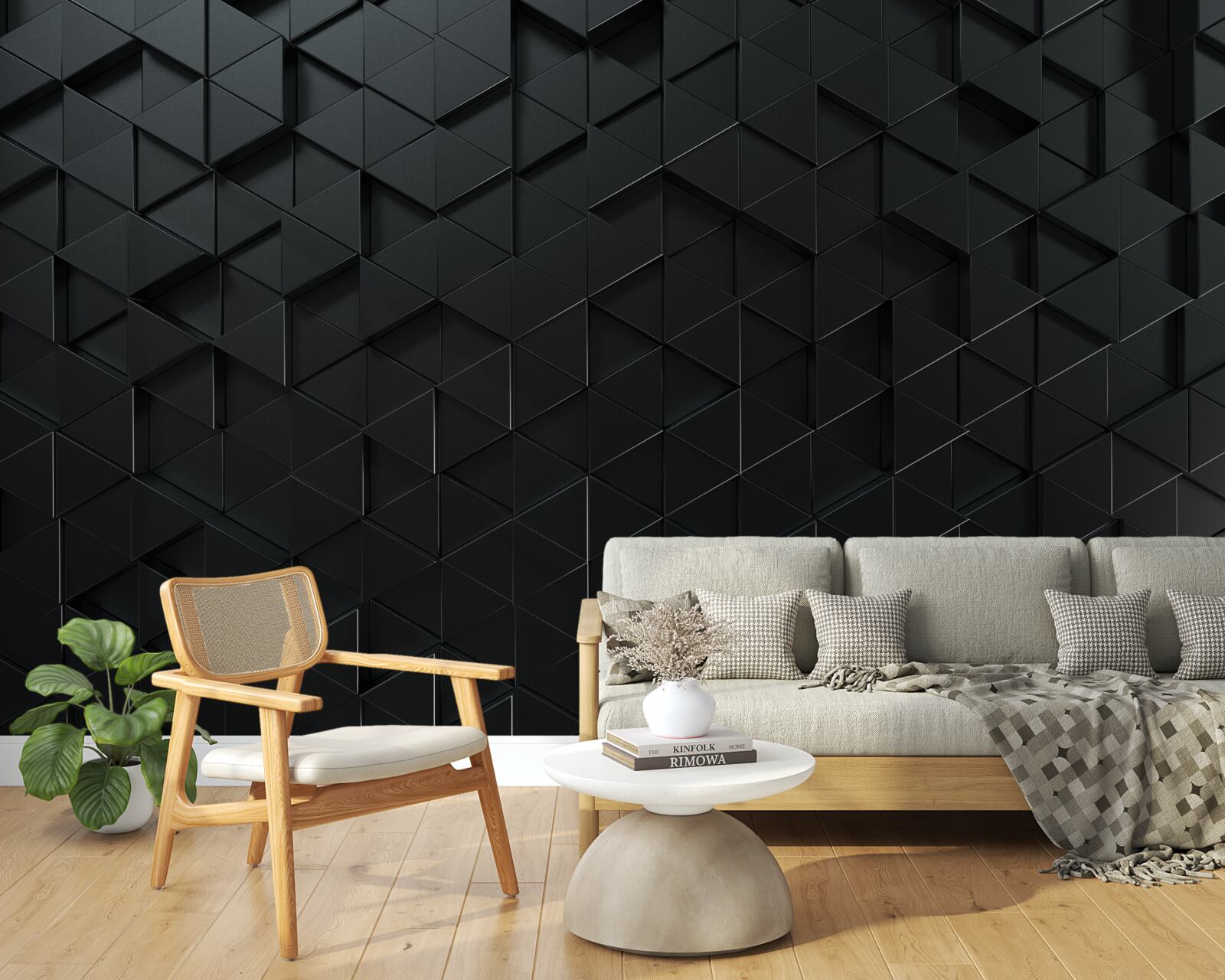Fototapet triunghiuri volumetrice în negru
