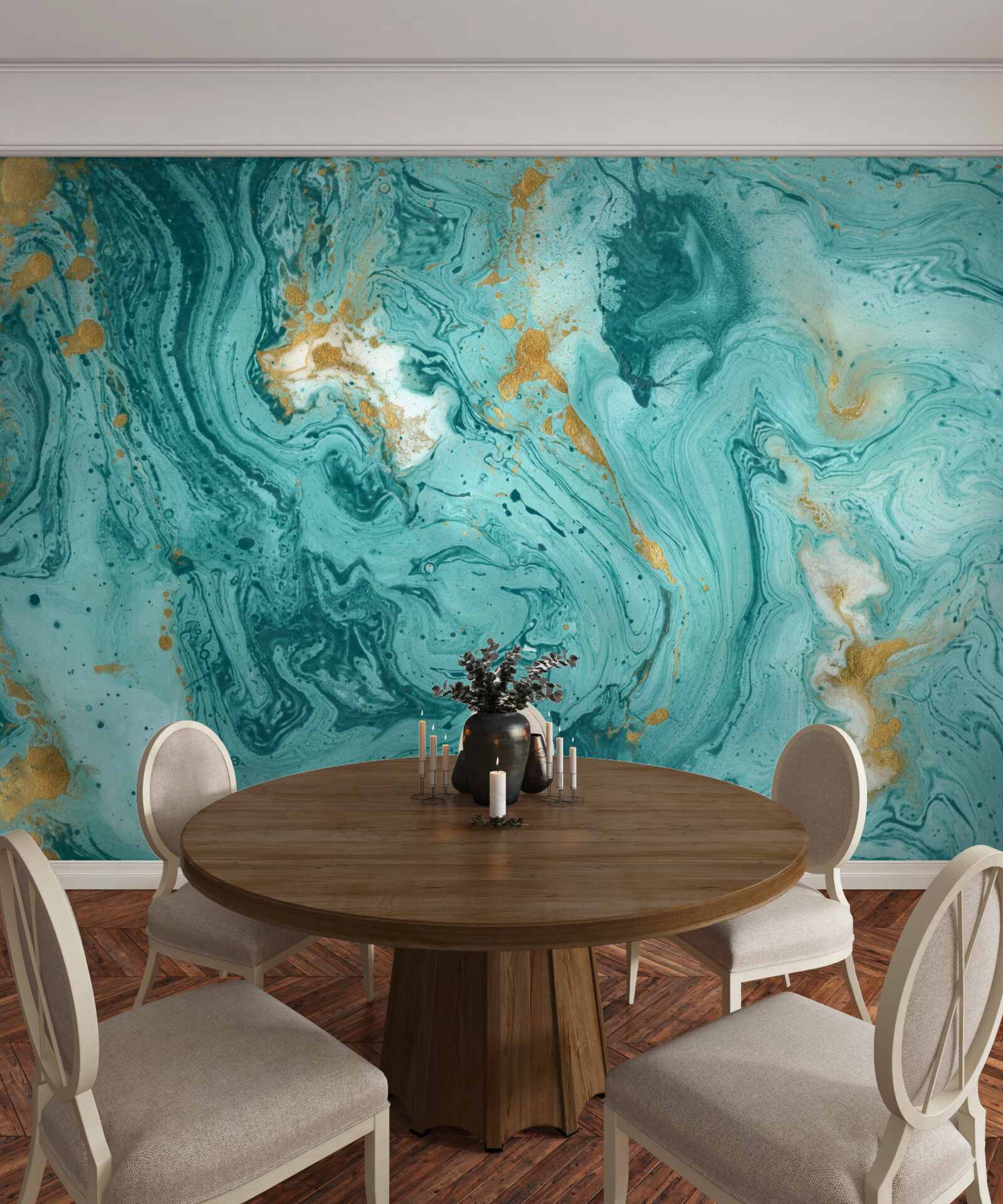 Fototapet modele albastru deschis pe marmură