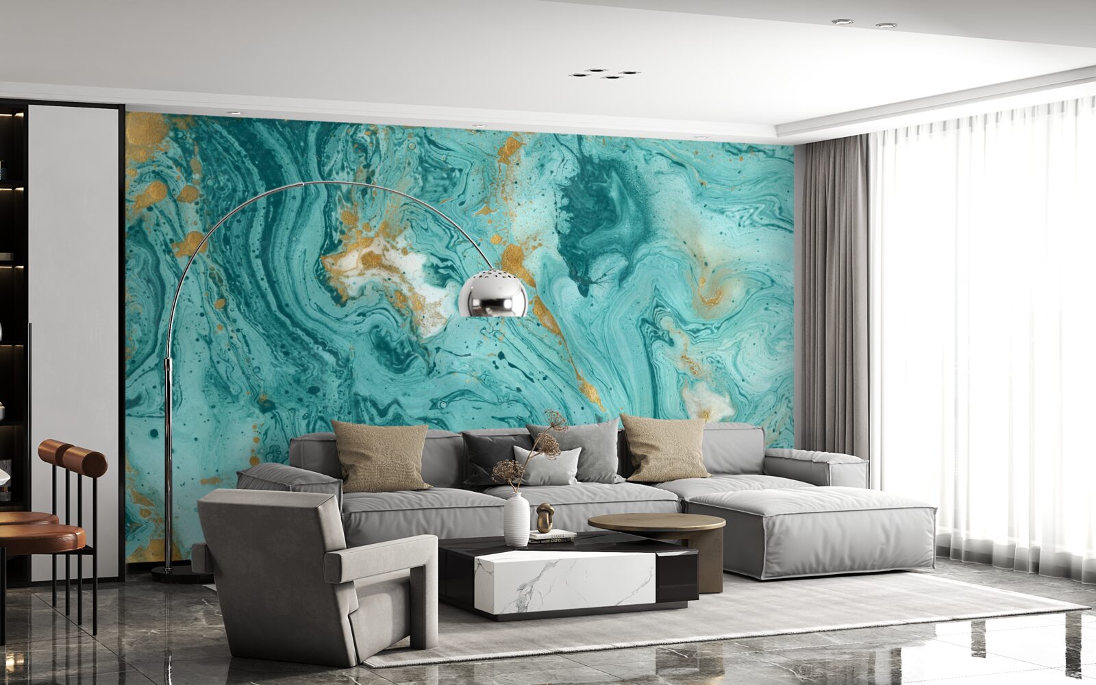 Fototapet modele albastru deschis pe marmură