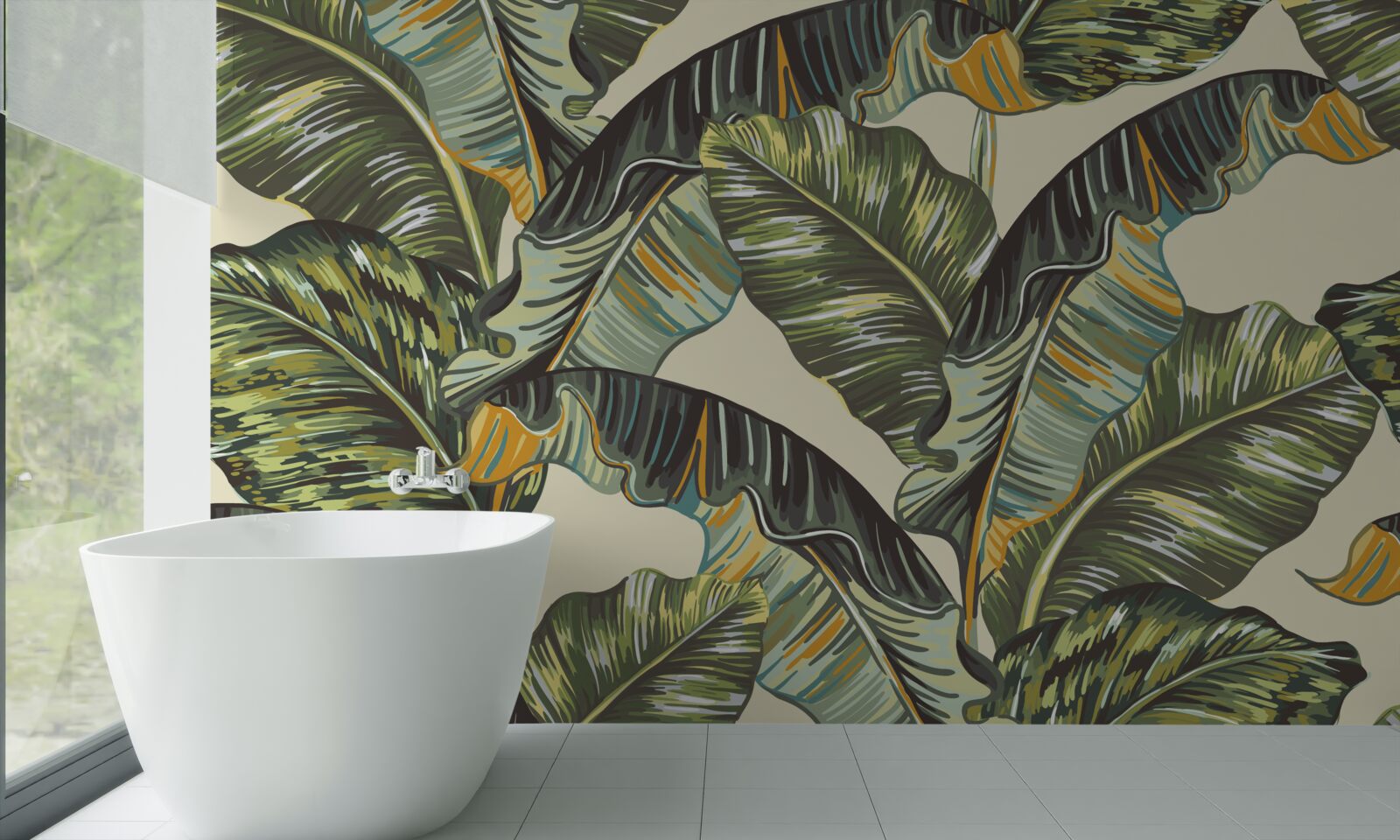 Fototapet multe nuanțe pe frunzele de ferigă