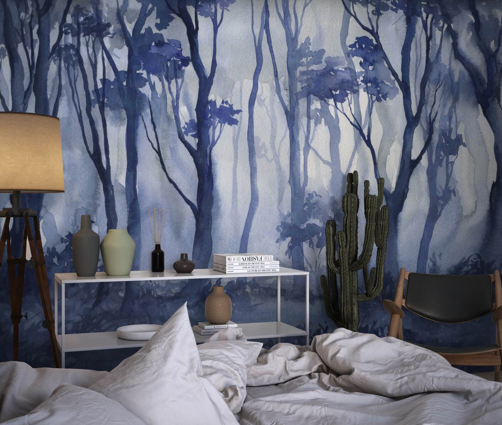 Fototapet ceață densă în mijlocul pădurii