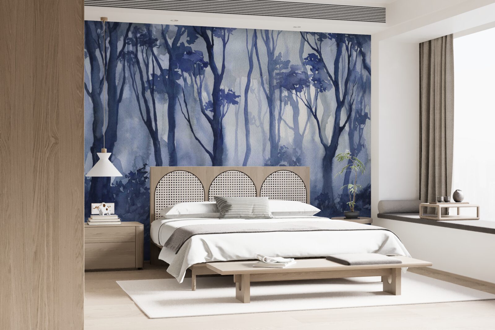 Fototapet ceață densă în mijlocul pădurii