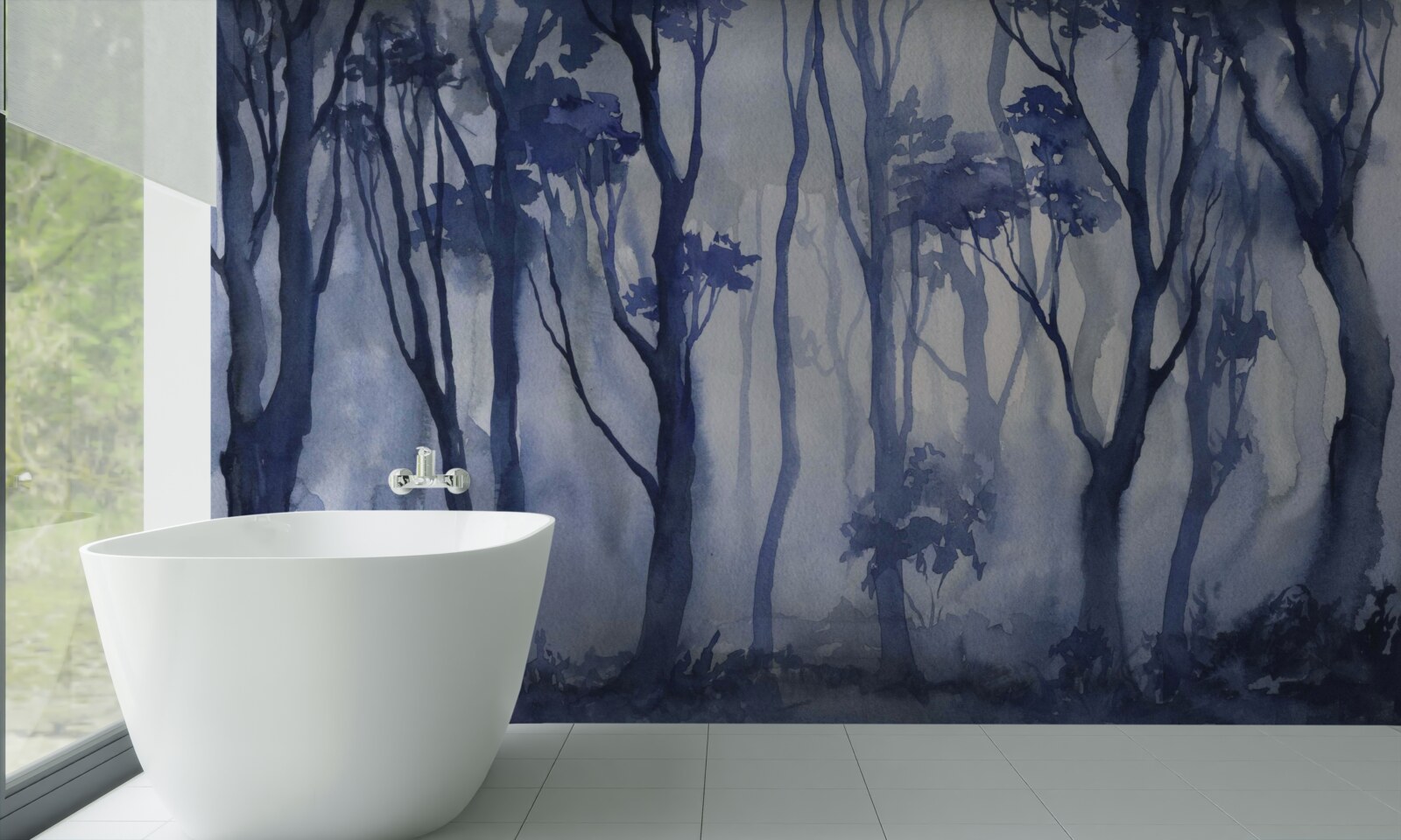 Fototapet ceață densă în mijlocul pădurii