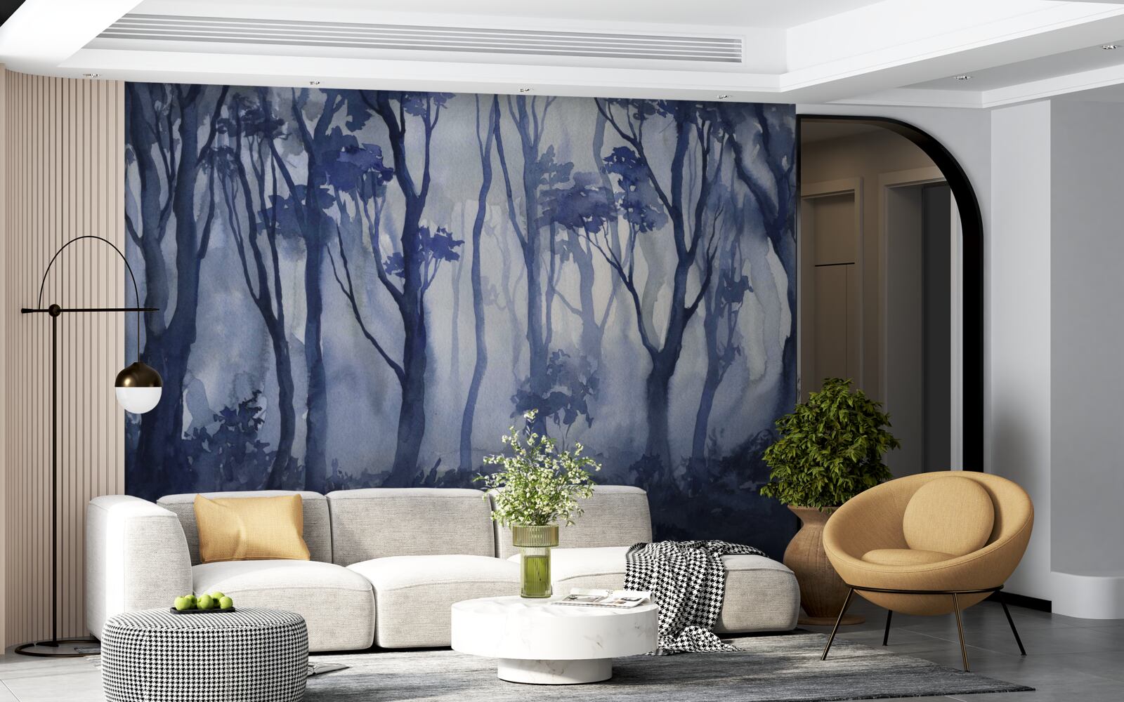 Fototapet ceață densă în mijlocul pădurii