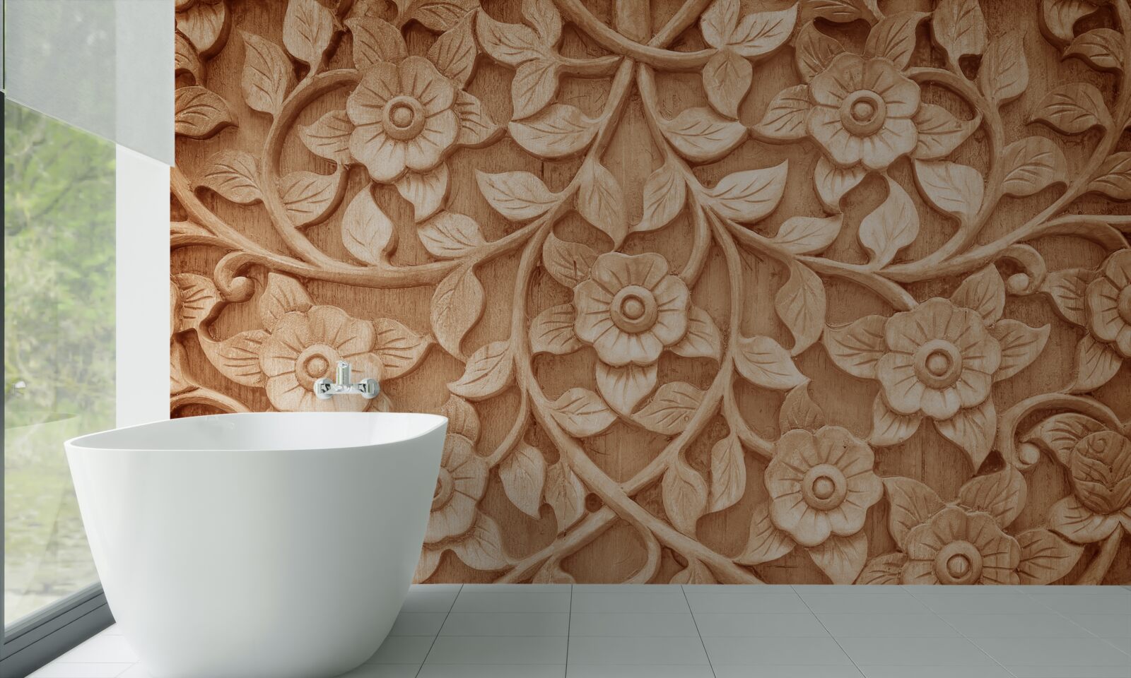 Fototapet textură de flori din lemn