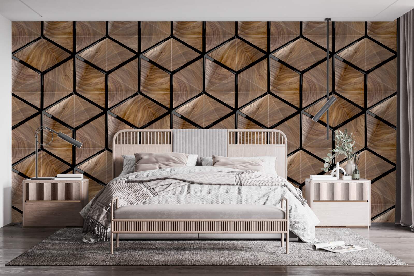 Fototapet modele de forme geometrice pe parchet