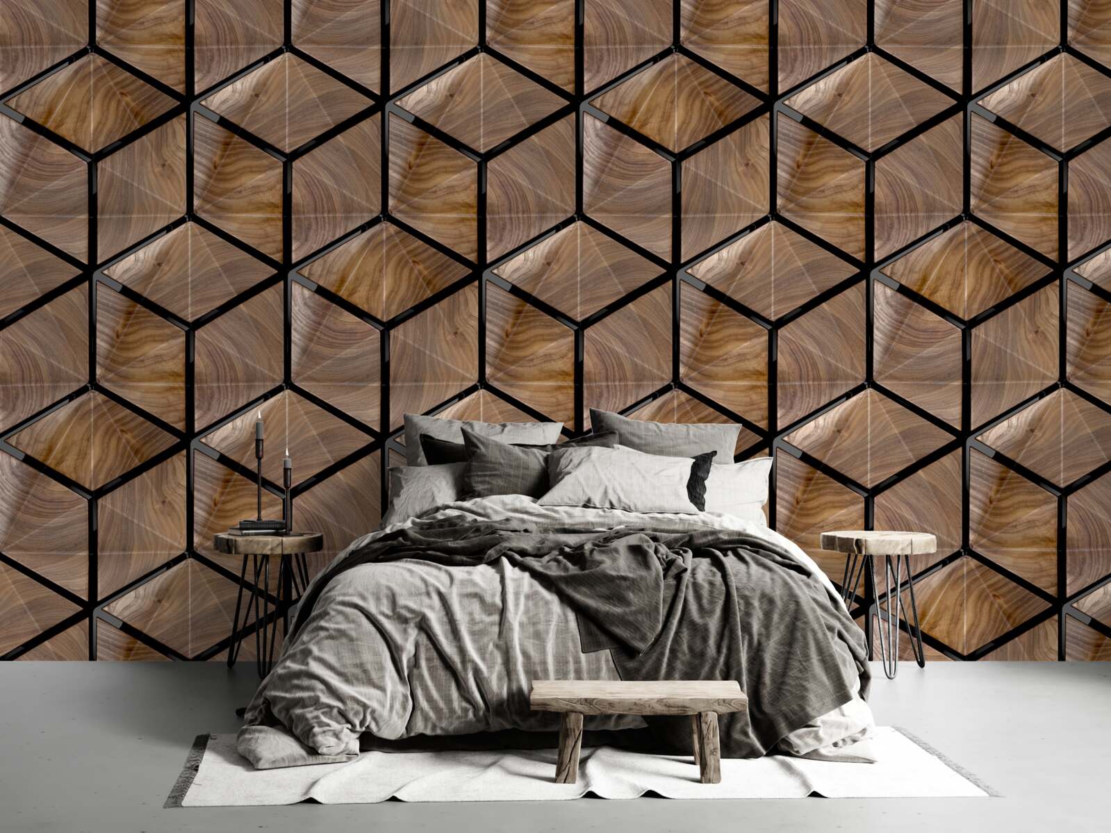 Fototapet modele de forme geometrice pe parchet