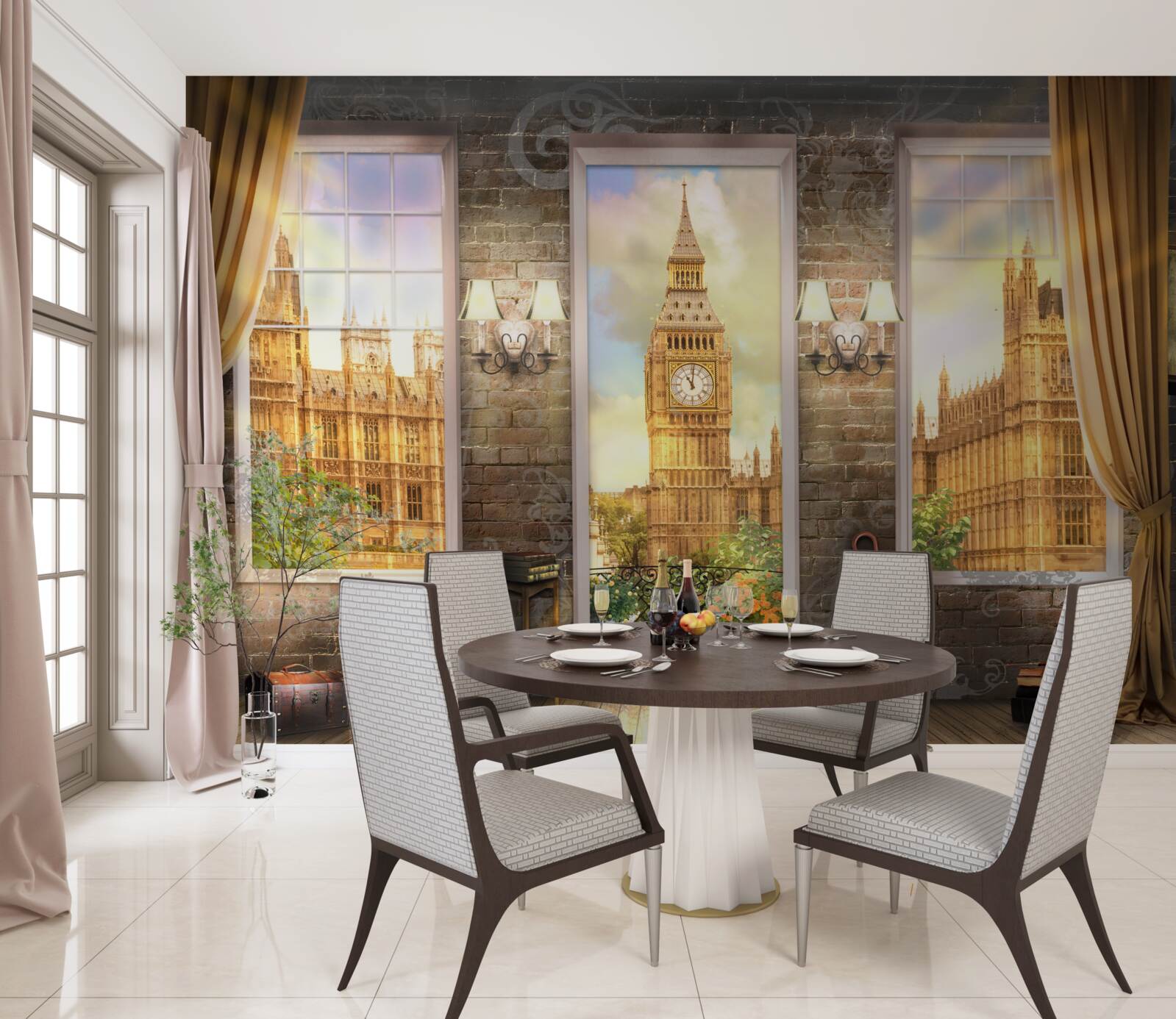 Fototapet orizontul Londrei de la fereastră