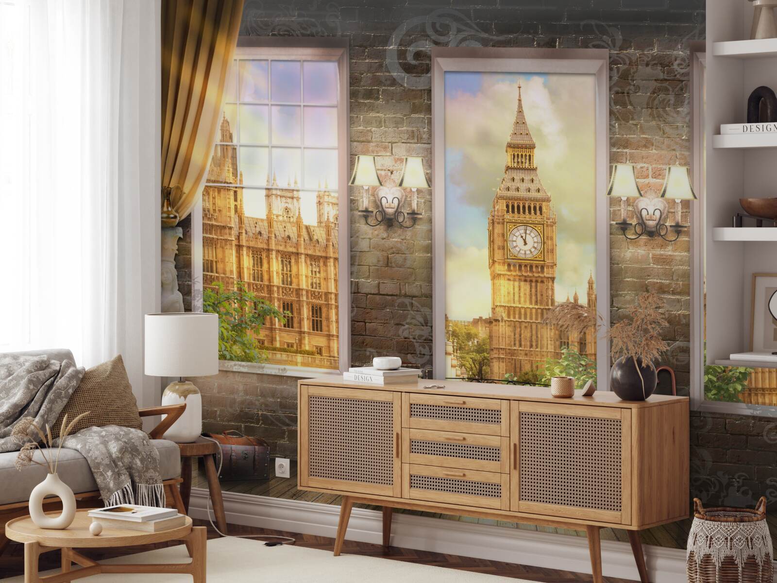 Fototapet orizontul Londrei de la fereastră