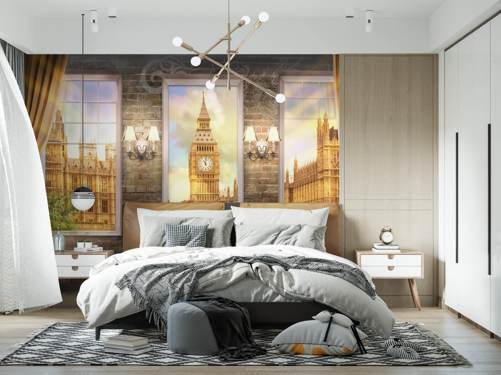 Fototapet orizontul Londrei de la fereastră