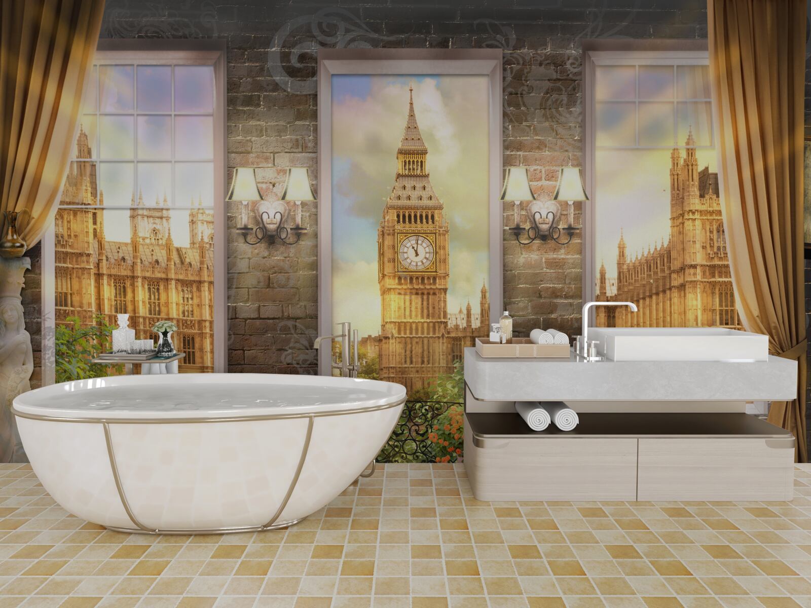 Fototapet orizontul Londrei de la fereastră