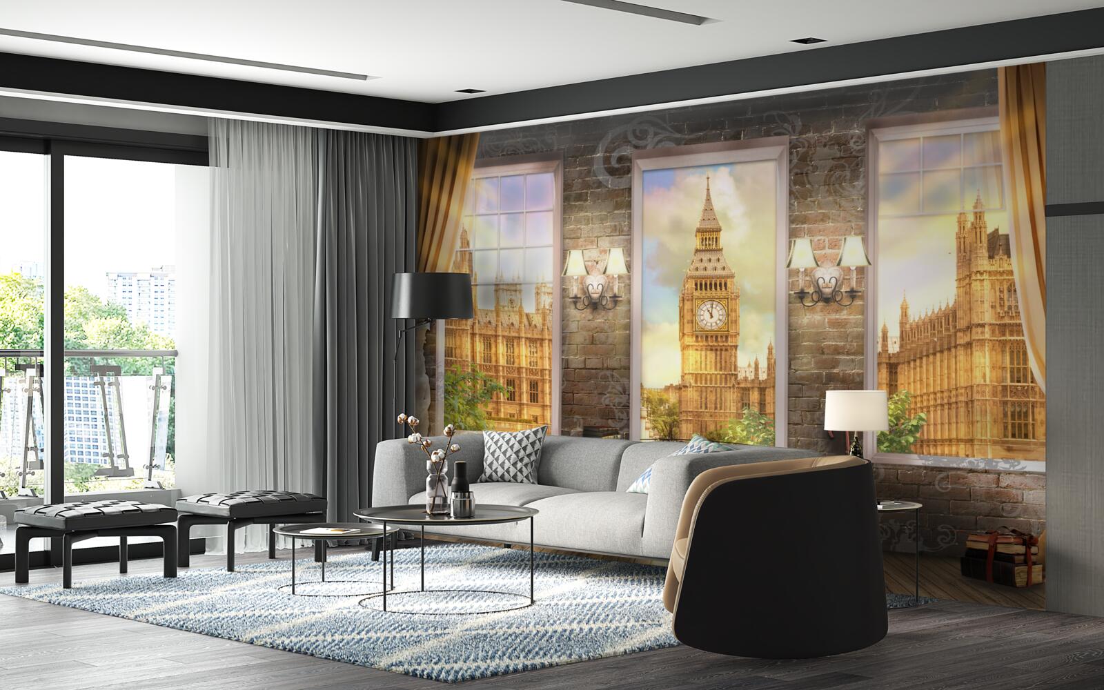 Fototapet orizontul Londrei de la fereastră