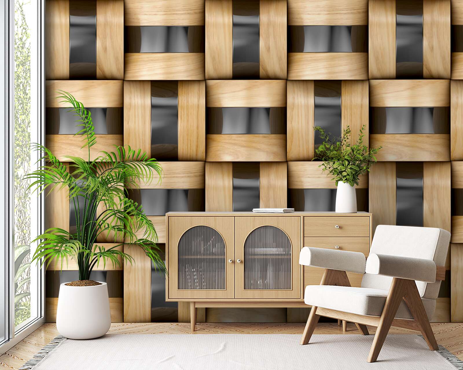 Fototapet placă din blocuri de lemn