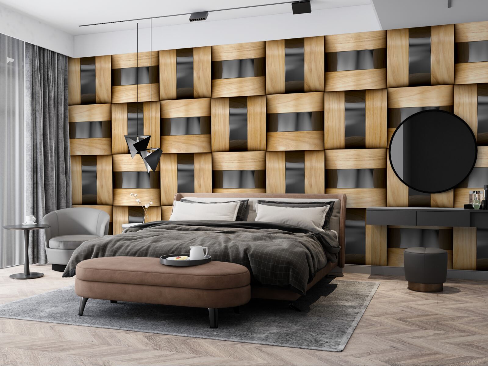 Fototapet placă din blocuri de lemn