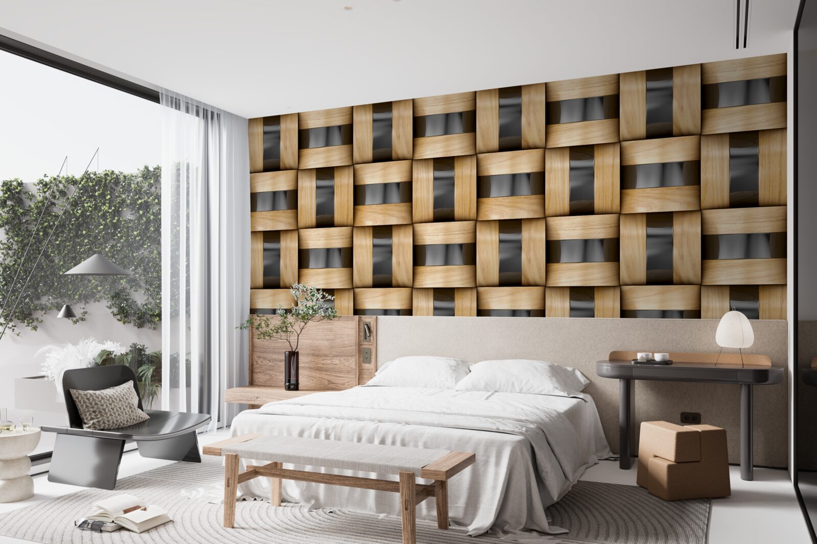 Fototapet placă din blocuri de lemn