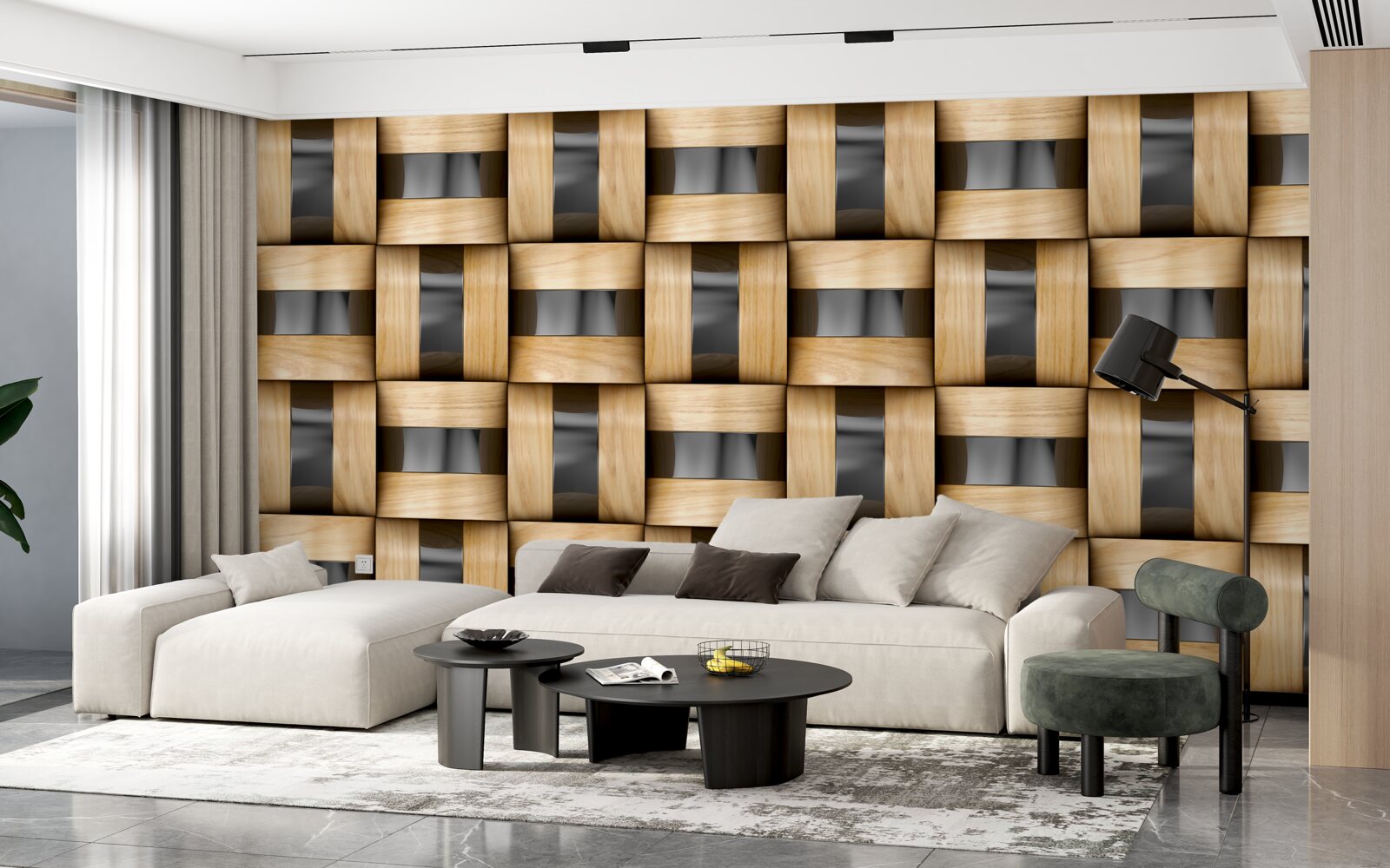 Fototapet placă din blocuri de lemn