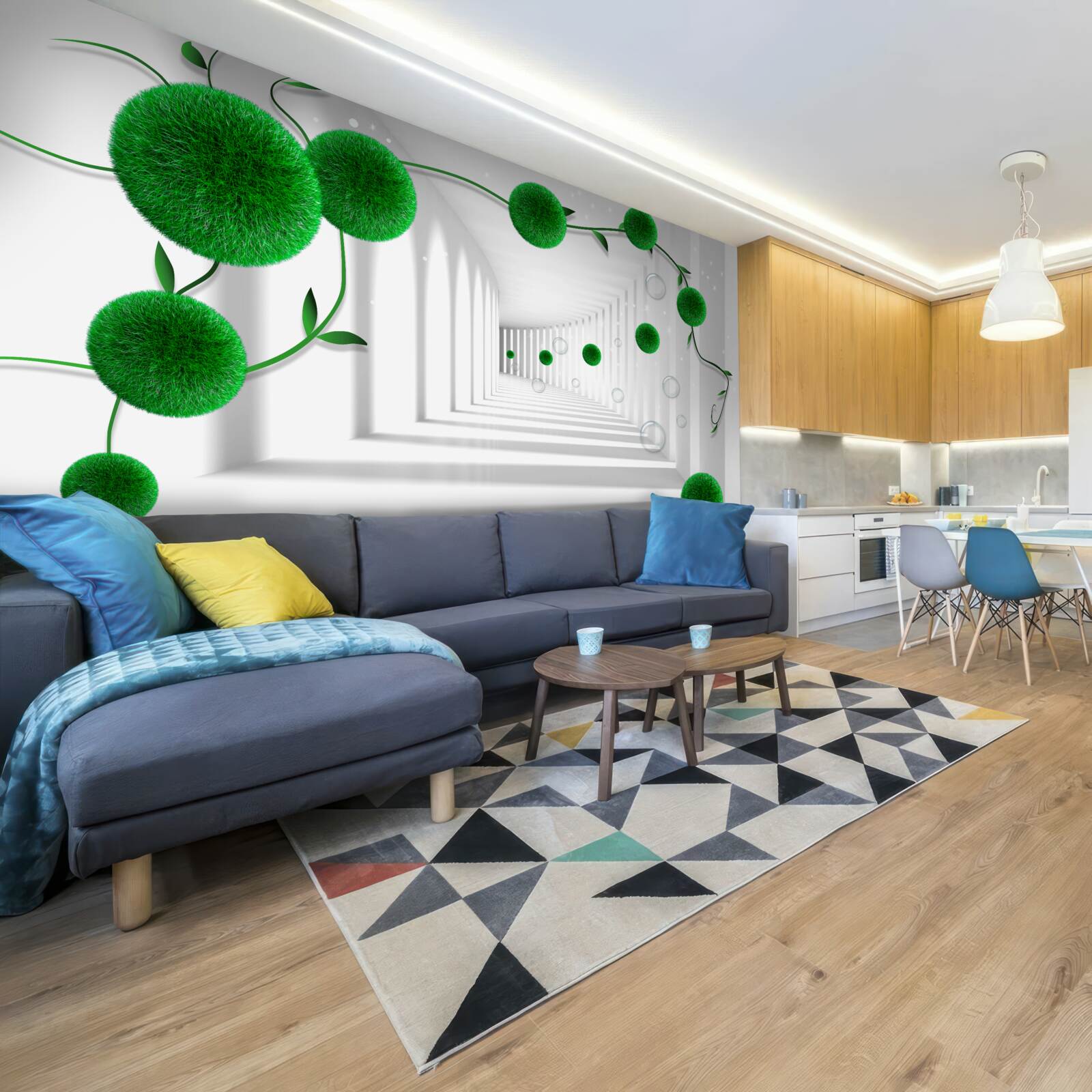 Fototapet bile verzi plutesc în tunel