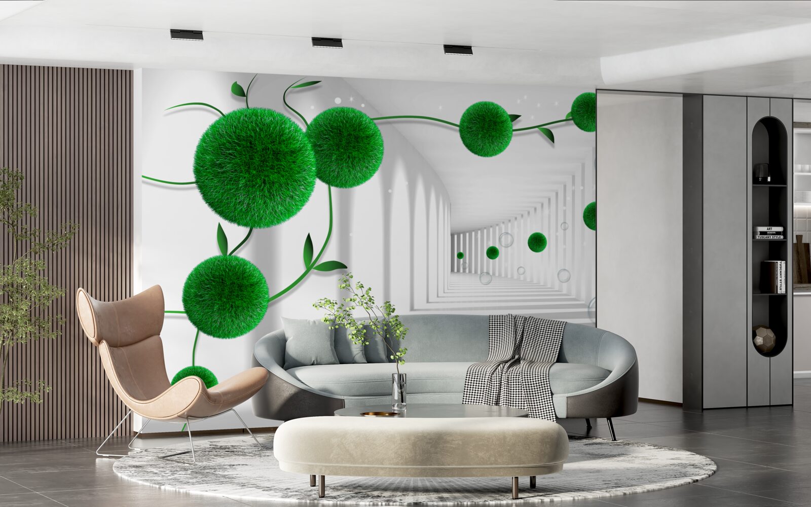 Fototapet bile verzi plutesc în tunel