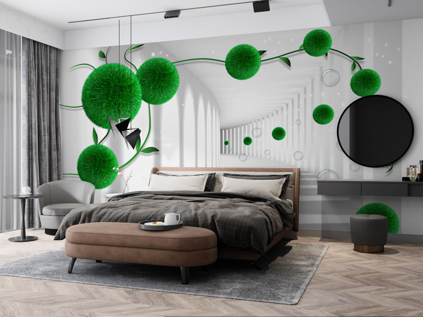 Fototapet bile verzi plutesc în tunel