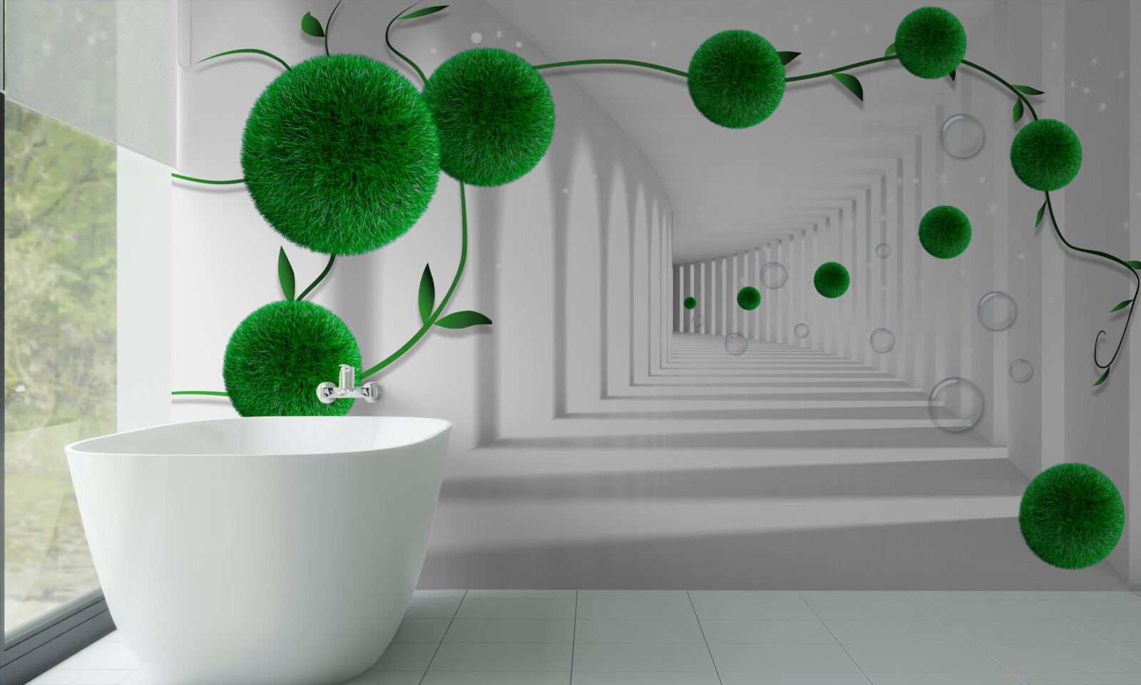 Fototapet bile verzi plutesc în tunel