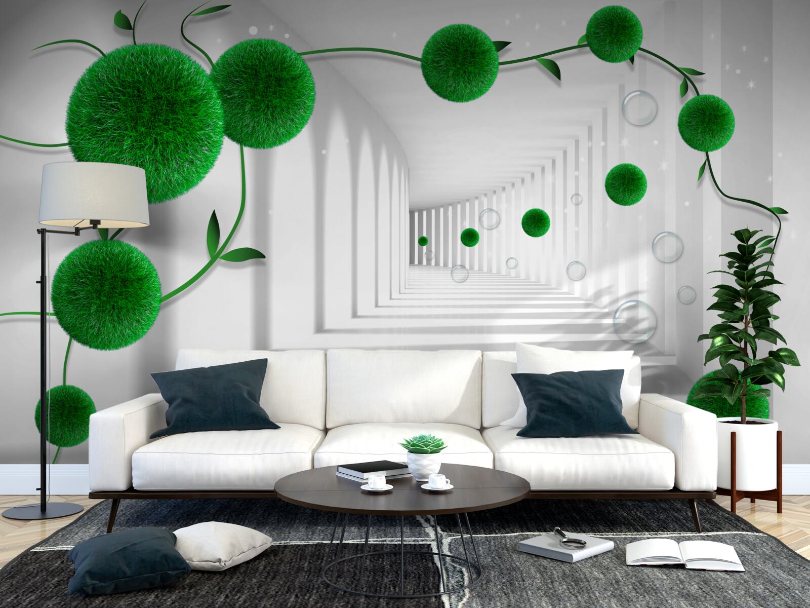 Fototapet bile verzi plutesc în tunel