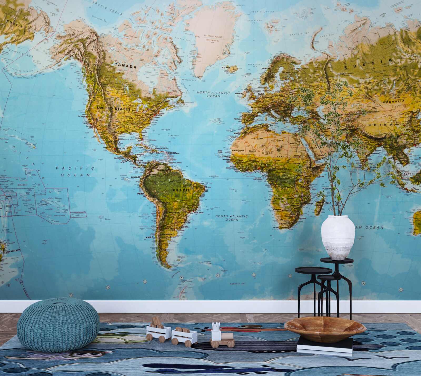 Fototapet harta lumii cu zonele de elevație