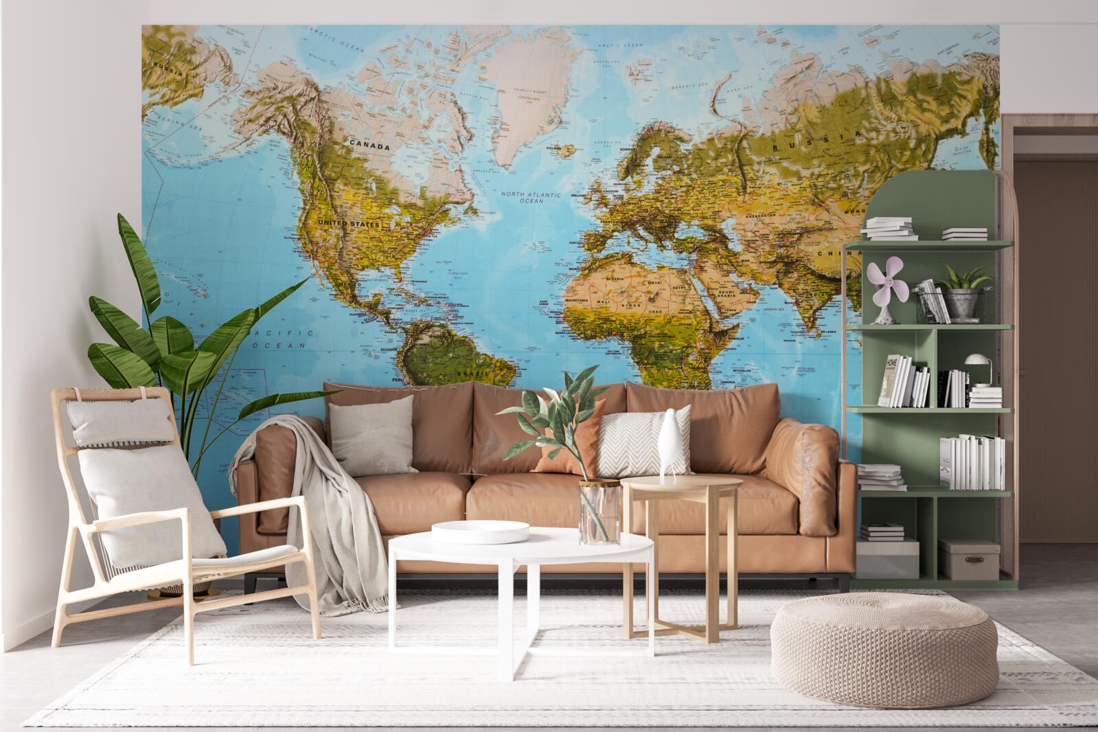 Fototapet harta lumii cu zonele de elevație