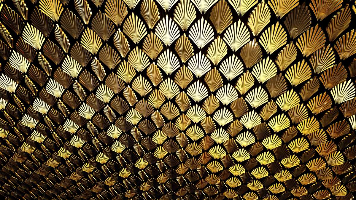 Fototapet abstract din aur în formă de ferigă