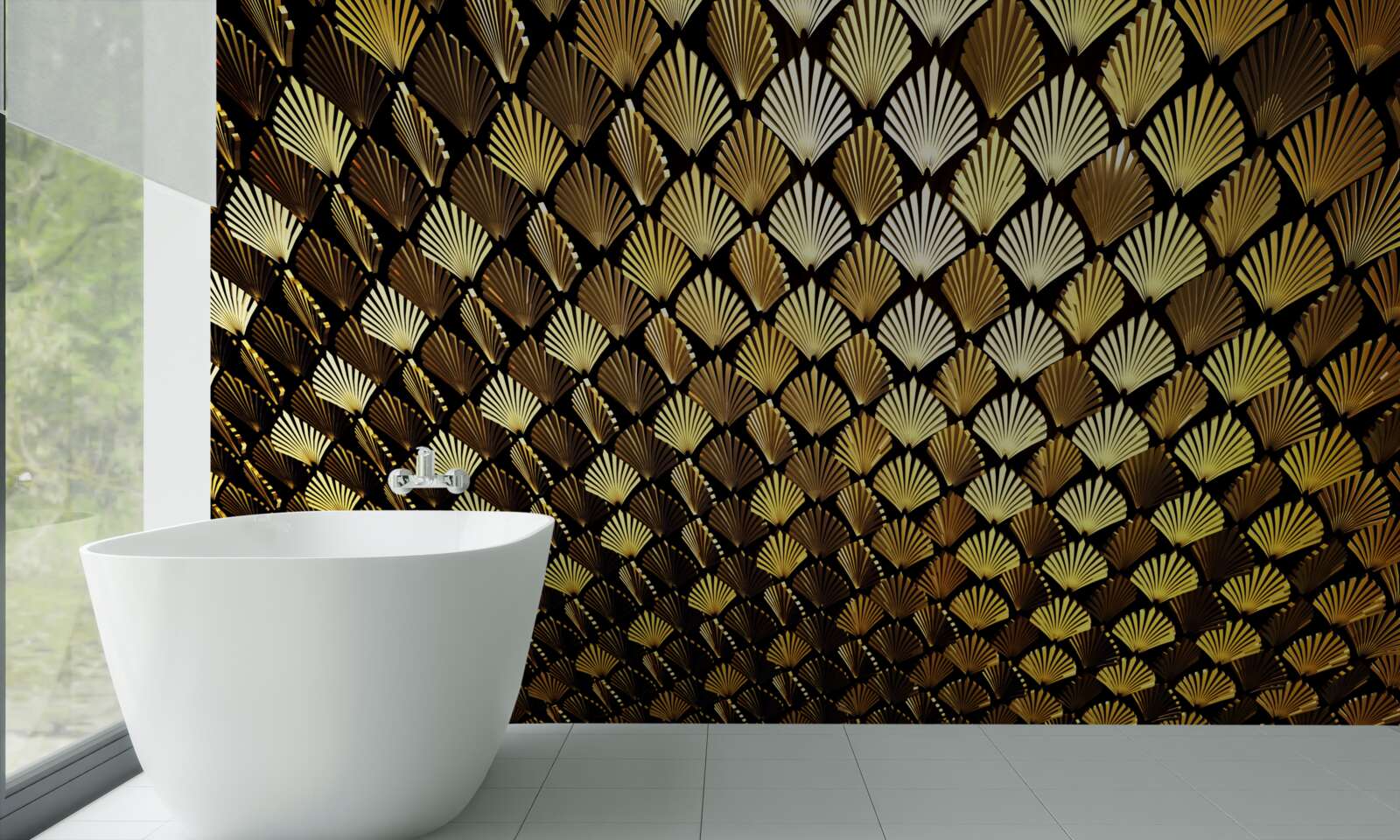 Fototapet abstract din aur în formă de ferigă