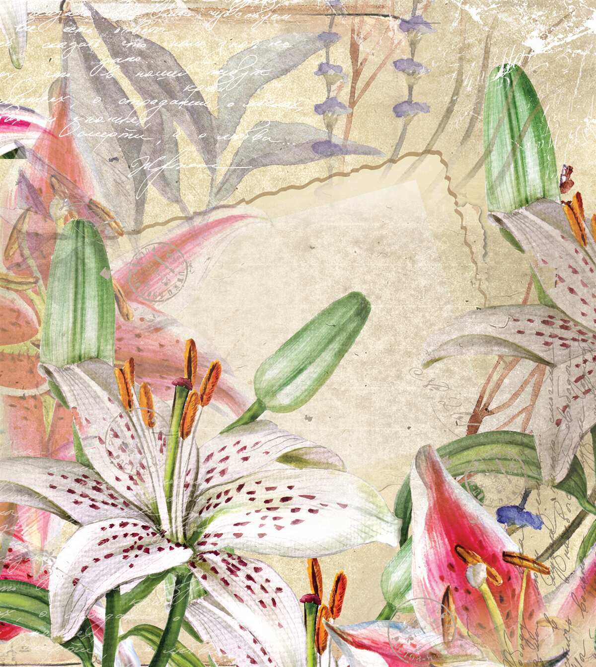 Fototapet crini albi ca zăpada în floare