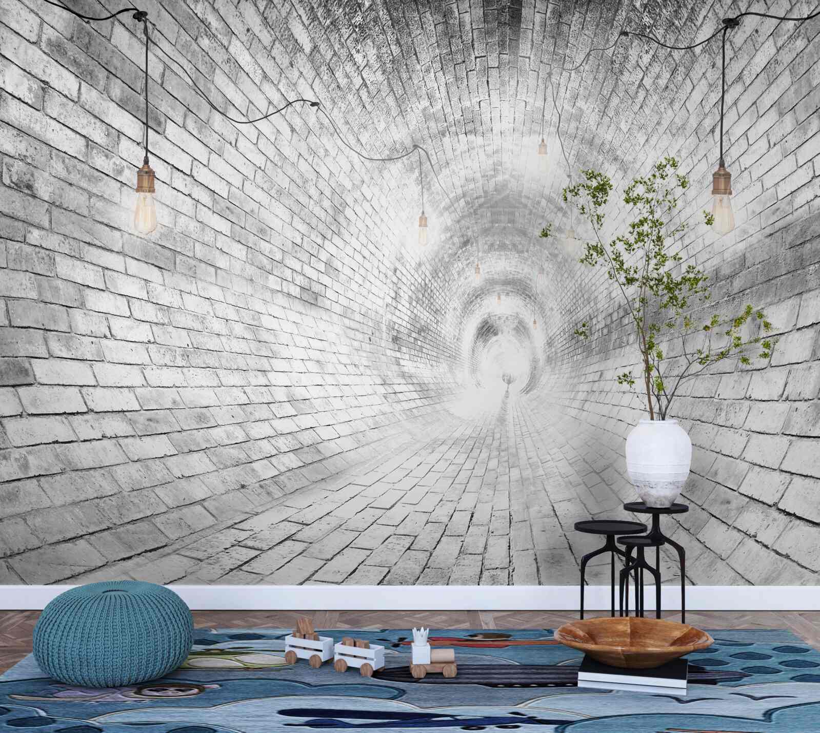 Fototapet un tunel de cărămidă care nu are sfârșit