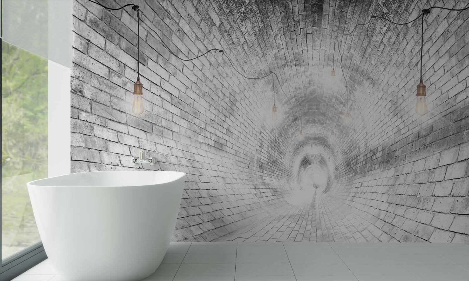 Fototapet un tunel de cărămidă care nu are sfârșit